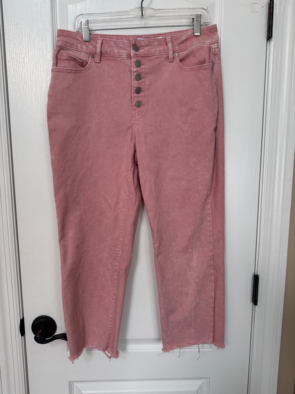 Time and Tru Dusty Rose High-Rise Button-Fly Cropped Jeans